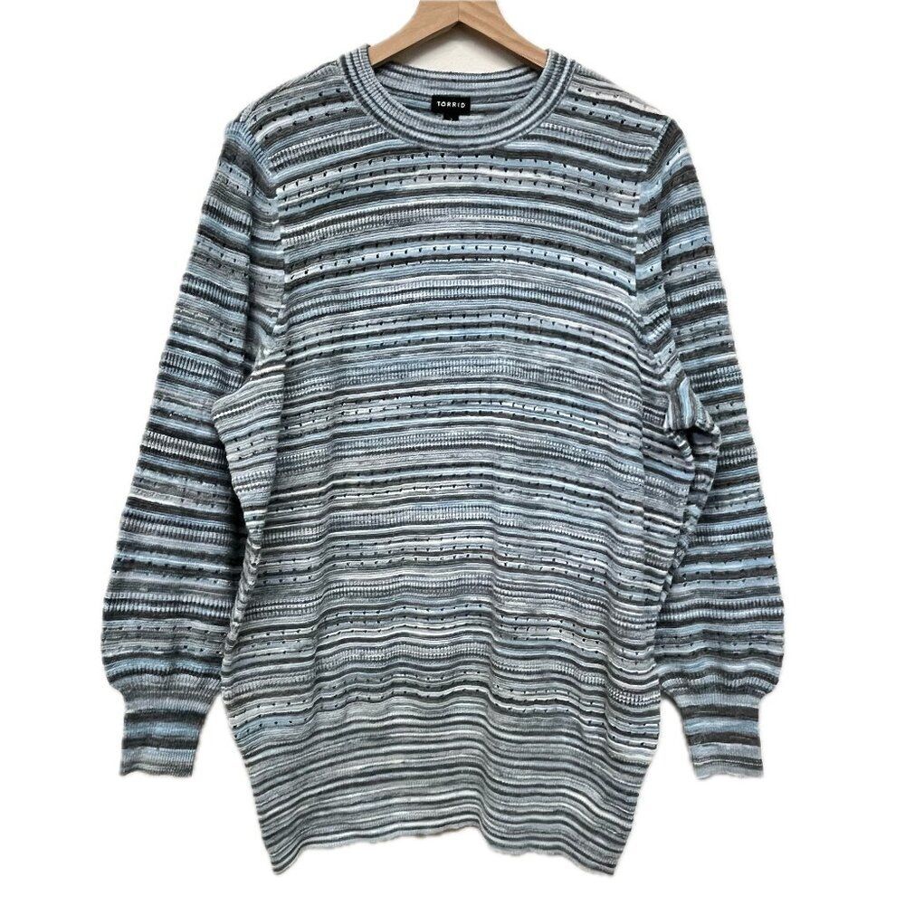 Torrid Blue Striped Knit Sweater - Size 2X